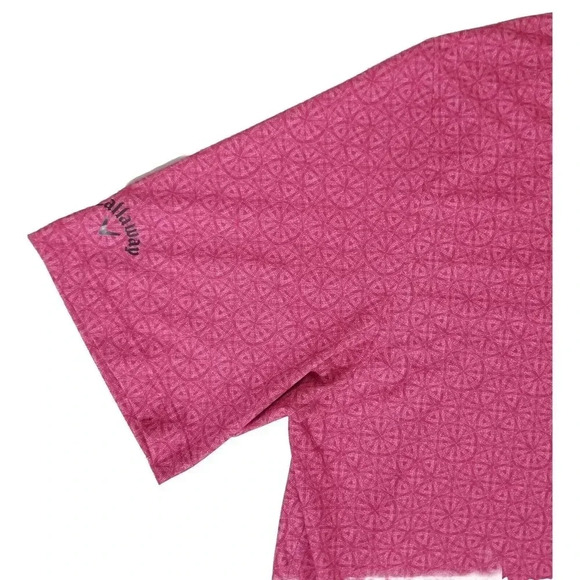 Callaway Opti-Dri "Sun Kissed Coral" Pink Circular Pattern Polo Golf Shirt Men L - Picture 4 of 5
